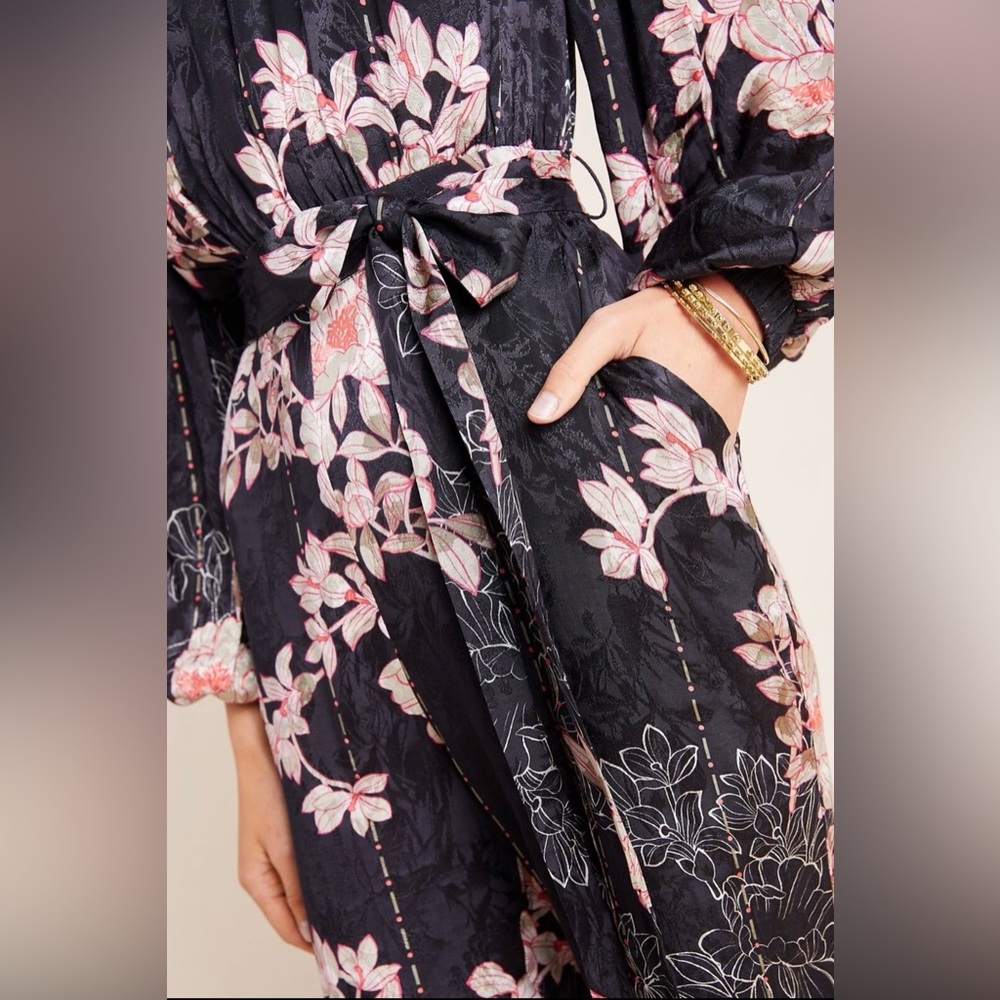 Anthropologie Harlyn Floral Boho Wide Leg Jumpsuit Balloon Sleeve S - Picture 13 of 14